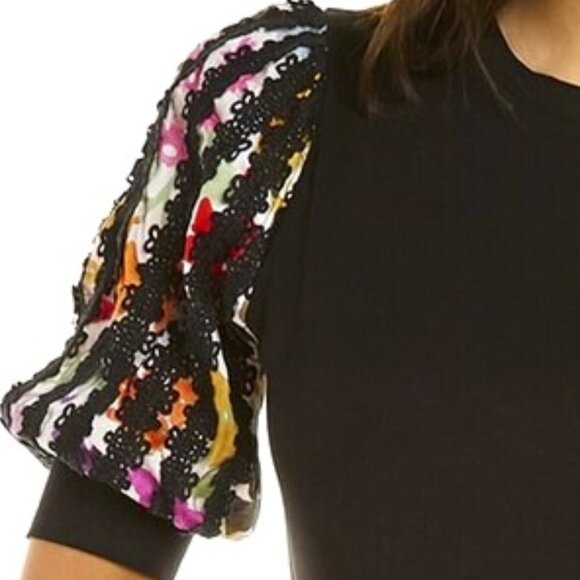 Gracia Puff Embroidered Sleeve Knit Top Sz Small - Picture 4 of 4